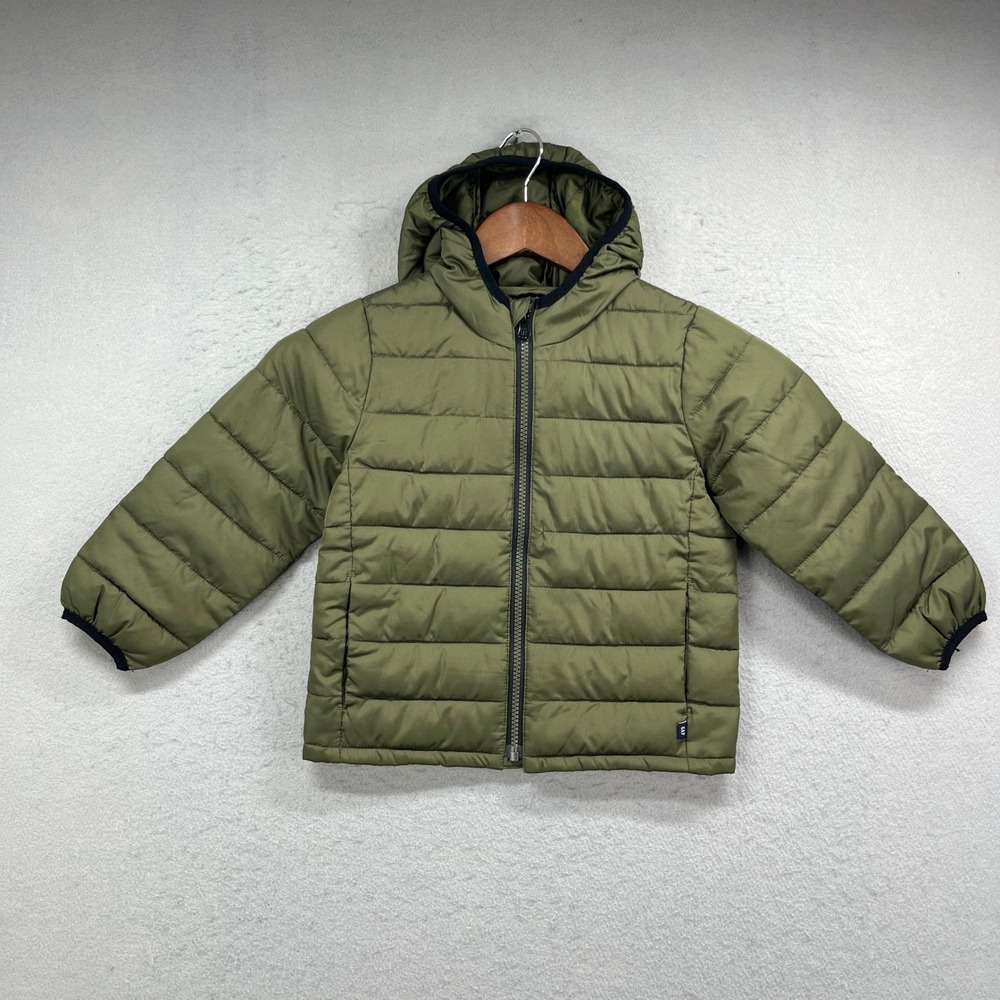 Baby GAP Puffer Jacket Kids 4 Green ColdControl Water Resistant Padded Hooded